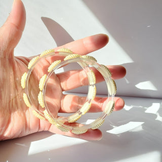 Bellarose White Glass Kada Bangles (Pair) (2.4,2.6, 2.8) - ECLAT INDIAN JEWELSBangle, Kadas & Bracelets2.6
