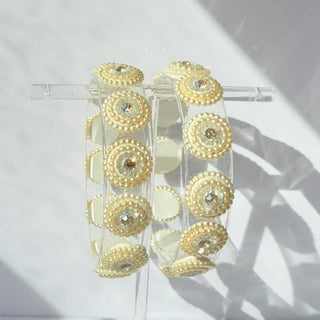 Bellarose White Glass Kada Bangles (Pair) (2.4,2.6, 2.8) - ECLAT INDIAN JEWELSBangle, Kadas & Bracelets2.6