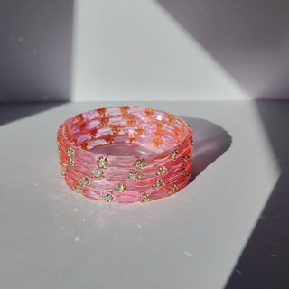 Belle Light Pink Textured Glass Bangles (Set of 4) (2.6, 2.8) - ECLAT INDIAN JEWELSBangle, Kadas & Bracelets2.6
