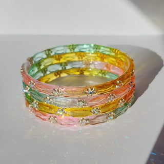 Belle Multicolour Textured Glass Bangles (Set of 4) (2.6, 2.8) - ECLAT INDIAN JEWELSBangle, Kadas & Bracelets2.6