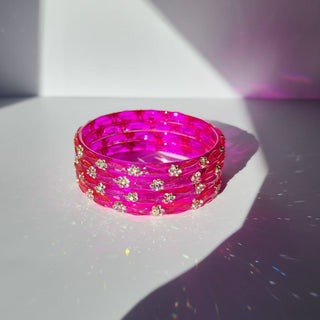 Belle Rani Pink Textured Glass Bangles (Set of 4) (2.6, 2.8) - ECLAT INDIAN JEWELSBangle, Kadas & Bracelets2.6