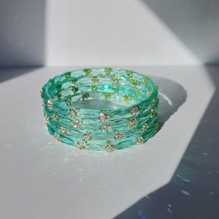 Belle Teal Blue Textured Glass Bangles (Set of 4) (2.6, 2.8) - ECLAT INDIAN JEWELSBangle, Kadas & Bracelets2.6
