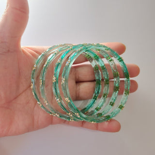 Belle Teal Blue Textured Glass Bangles (Set of 4) (2.6, 2.8) - ECLAT INDIAN JEWELSBangle, Kadas & Bracelets2.6