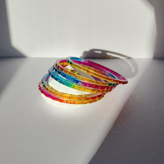 Belleza Multicolour Glass Bangles (Set of 6) (2.4,2.6, 2.8) - ECLAT INDIAN JEWELSBangle, Kadas & Bracelets2.6