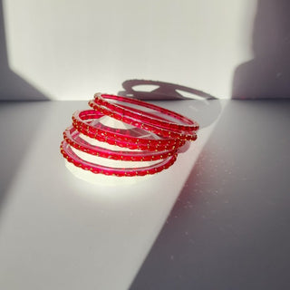 Belleza Red Glass Bangles (Set of 6) (2.4,2.6, 2.8) - ECLAT INDIAN JEWELSBangle, Kadas & Bracelets2.6