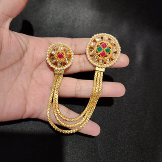 Beth Multicolour Polki Adjustable Double Ring Set - ECLAT INDIAN JEWELSRingsMulticolour