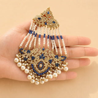 Bianca Dark Blue Polki Choker Necklace Set with Tikka & Passa - ECLAT INDIAN JEWELSNecklace SetsBlue