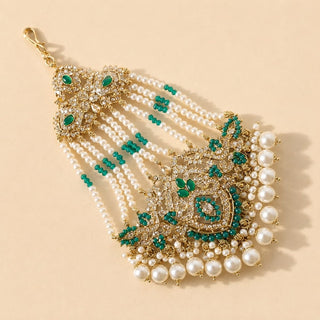 Bianca Green Polki Choker Necklace Set with Tikka & Passa - ECLAT INDIAN JEWELSNecklace SetsGreen