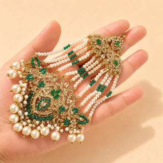 Bianca Green Polki Choker Necklace Set with Tikka & Passa - ECLAT INDIAN JEWELSNecklace SetsGreen