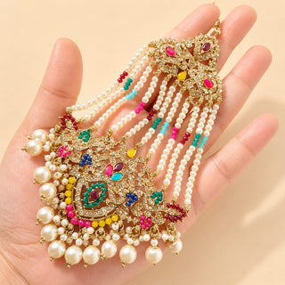 Bianca Multicolour Polki Choker Necklace Set with Tikka & Passa - ECLAT INDIAN JEWELSNecklace SetsMulticolour
