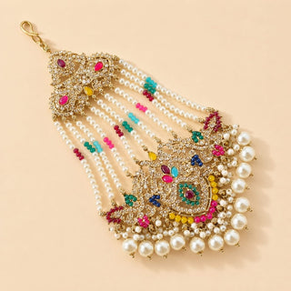 Bianca Multicolour Polki Choker Necklace Set with Tikka & Passa - ECLAT INDIAN JEWELSNecklace SetsMulticolour