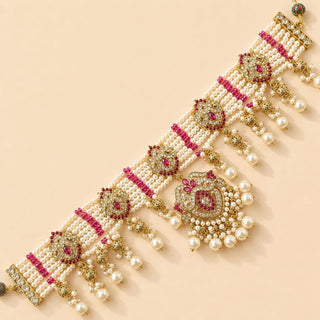 Bianca Purple Polki Choker Necklace Set with Tikka & Passa - ECLAT INDIAN JEWELSNecklace SetsPurple