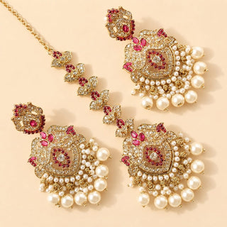 Bianca Purple Polki Choker Necklace Set with Tikka & Passa - ECLAT INDIAN JEWELSNecklace SetsPurple