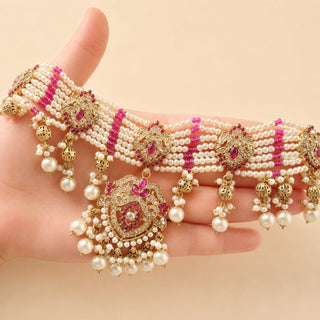 Bianca Purple Polki Choker Necklace Set with Tikka & Passa - ECLAT INDIAN JEWELSNecklace SetsPurple