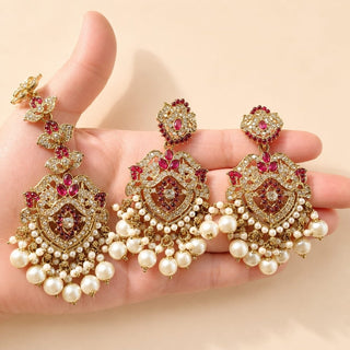 Bianca Purple Polki Choker Necklace Set with Tikka & Passa - ECLAT INDIAN JEWELSNecklace SetsPurple
