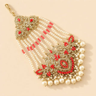 Bianca Red Polki Choker Necklace Set with Tikka & Passa - ECLAT INDIAN JEWELSNecklace SetsRed