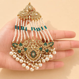 Bianca Teal Blue Polki Choker Necklace Set with Tikka & Passa - ECLAT INDIAN JEWELSNecklace SetsBlue
