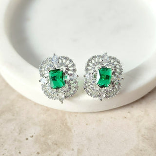 Blair Green CZ Diamond Simulant Stud Earrings - ECLAT INDIAN JEWELSEarringsGreen