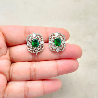 Blair Green CZ Diamond Simulant Stud Earrings - ECLAT INDIAN JEWELSEarringsGreen