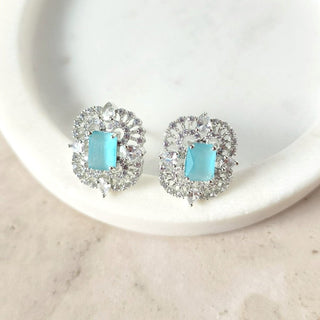 Blair Light Blue CZ Diamond Simulant Stud Earrings - ECLAT INDIAN JEWELSEarringsBlue