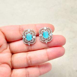 Blair Light Blue CZ Diamond Simulant Stud Earrings - ECLAT INDIAN JEWELSEarringsBlue