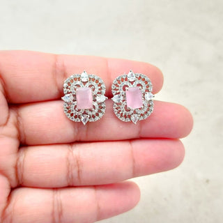 Blair Light Pink CZ Diamond Simulant Stud Earrings - ECLAT INDIAN JEWELSEarringsPink