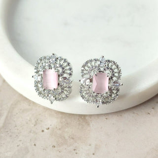 Blair Light Pink CZ Diamond Simulant Stud Earrings - ECLAT INDIAN JEWELSEarringsPink