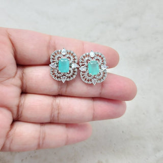 Blair Mint Green CZ Diamond Simulant Stud Earrings - ECLAT INDIAN JEWELSEarringsGreen