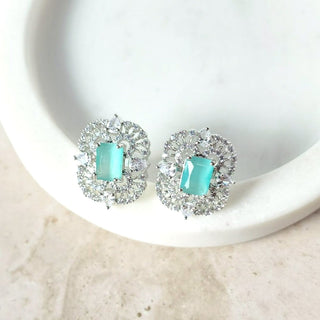 Blair Mint Green CZ Diamond Simulant Stud Earrings - ECLAT INDIAN JEWELSEarringsGreen