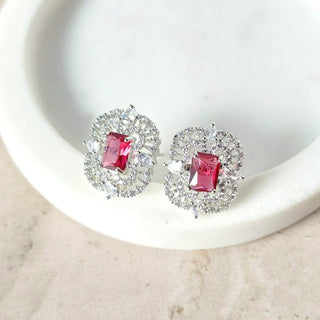 Blair Red CZ Diamond Simulant Stud Earrings - ECLAT INDIAN JEWELSEarringsRed