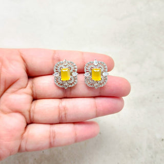 Blair Yellow CZ Diamond Simulant Stud Earrings - ECLAT INDIAN JEWELSEarringsYellow