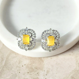 Blair Yellow CZ Diamond Simulant Stud Earrings - ECLAT INDIAN JEWELSEarringsYellow