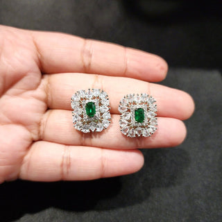 Blake Green CZ Diamond Simulant Stud Earrings - ECLAT INDIAN JEWELSEarringsGreen