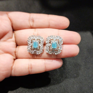 Blake Light Blue CZ Diamond Simulant Stud Earrings - ECLAT INDIAN JEWELSEarringsBlue