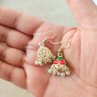 Blossom Green Multicolour Mini Jhumka Earrings - ECLAT INDIAN JEWELSEarringsMulticolour
