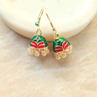Blossom Green Multicolour Mini Jhumka Earrings - ECLAT INDIAN JEWELSEarringsMulticolour