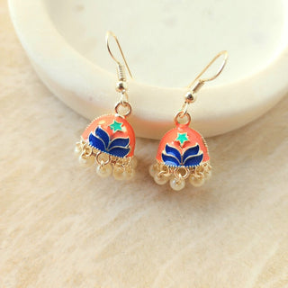 Blossom Peach Multicolour Mini Jhumka Earrings - ECLAT INDIAN JEWELSEarringsMulticolour