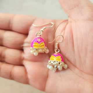 Blossom Pink Mini Jhumka Earrings - ECLAT INDIAN JEWELSEarringsMulticolour