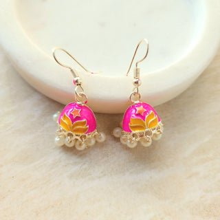 Blossom Pink Mini Jhumka Earrings - ECLAT INDIAN JEWELSEarringsMulticolour