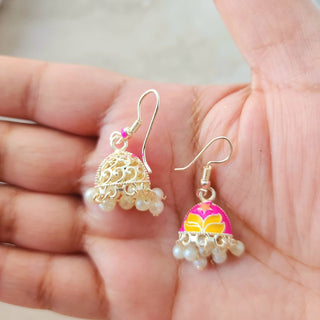 Blossom Pink Mini Jhumka Earrings - ECLAT INDIAN JEWELSEarringsMulticolour