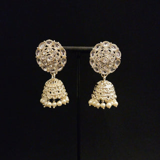 Bonnie White Baahubali Jhumki Earrings (with Detachable Chains) - ECLAT INDIAN JEWELSEarringsWhite