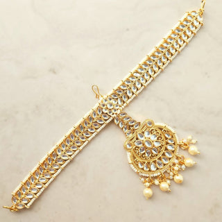 Brenda White Kundan Sheesh Phool / Matha Patti - ECLAT INDIAN JEWELSMatha Patti, Sheesh PhoolWhite