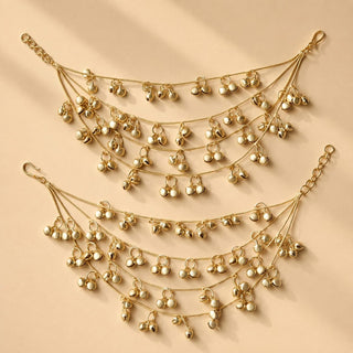 Britney Gold Kashmiri Baahubali Earring Sahara Hair Chains - ECLAT INDIAN JEWELSEarringsGold