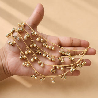 Britney Gold Kashmiri Baahubali Earring Sahara Hair Chains - ECLAT INDIAN JEWELSEarringsGold