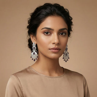 Bronte Purple Peacock CZ Diamond Simulant Earrings - ECLAT INDIAN JEWELSEarringsPurple