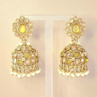 Callie Mehndi Green Polki Jhumka Earrings - ECLAT INDIAN JEWELSEarringsGreen