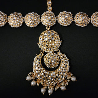 Callista White Kundan Sheesh Phool - ECLAT INDIAN JEWELSMatha Patti, Sheesh PhoolWhite