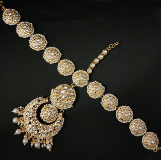 Callista White Kundan Sheesh Phool - ECLAT INDIAN JEWELSMatha Patti, Sheesh PhoolWhite