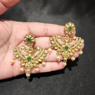 Cameron Green Polki Gold Earrings - ECLAT INDIAN JEWELSPolki EarringsGold