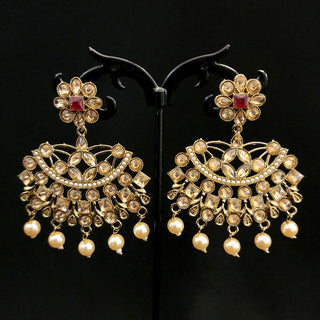 Cameron Red Polki Gold Earrings - ECLAT INDIAN JEWELSPolki EarringsGold